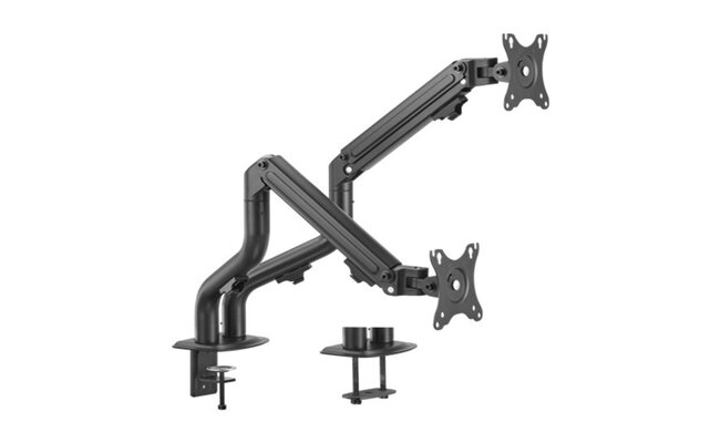 Dubbele monitorarm met gasveer (zwenkbaar), 17”-32”