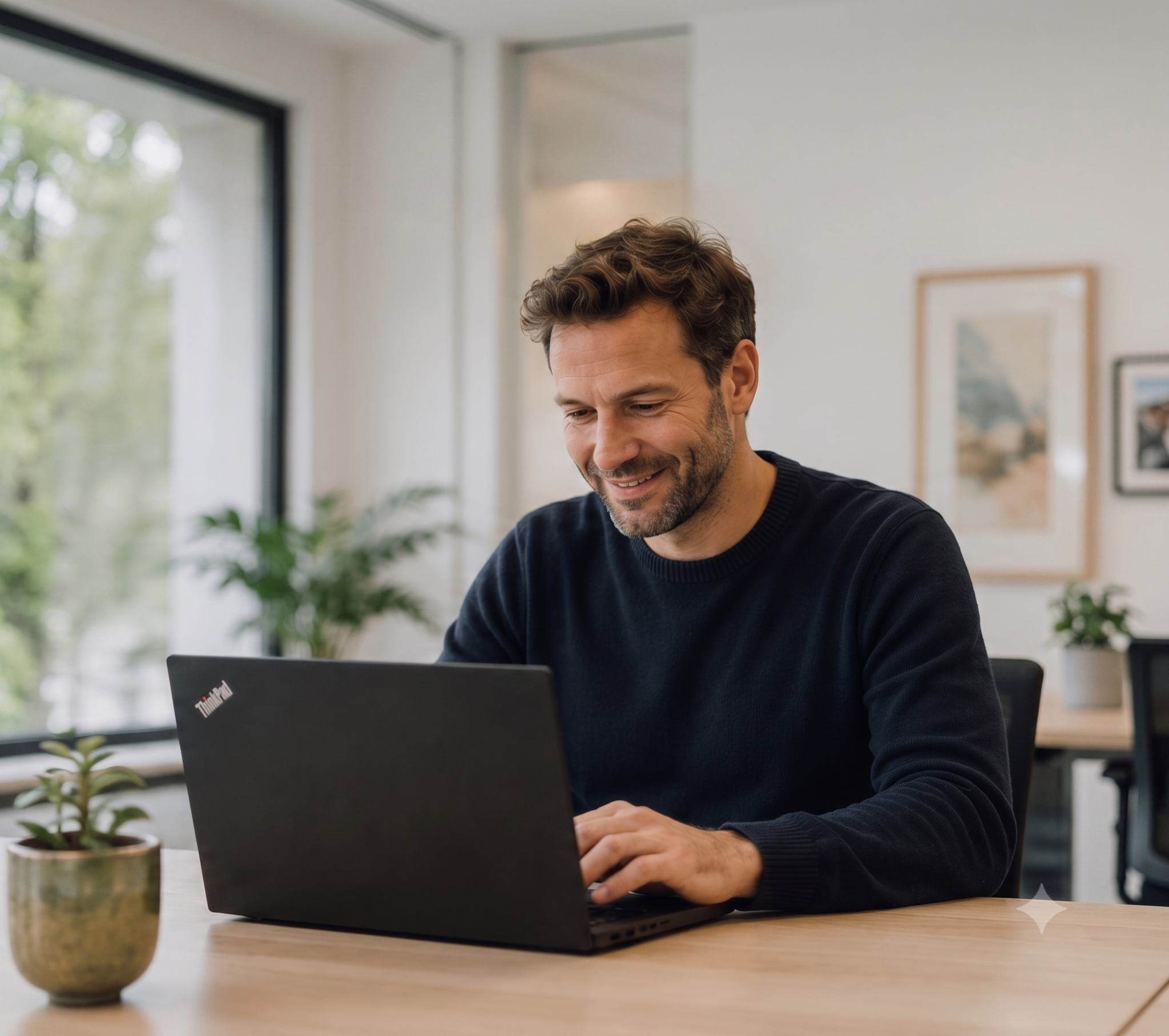 Professional werkt op een Lenovo ThinkPad