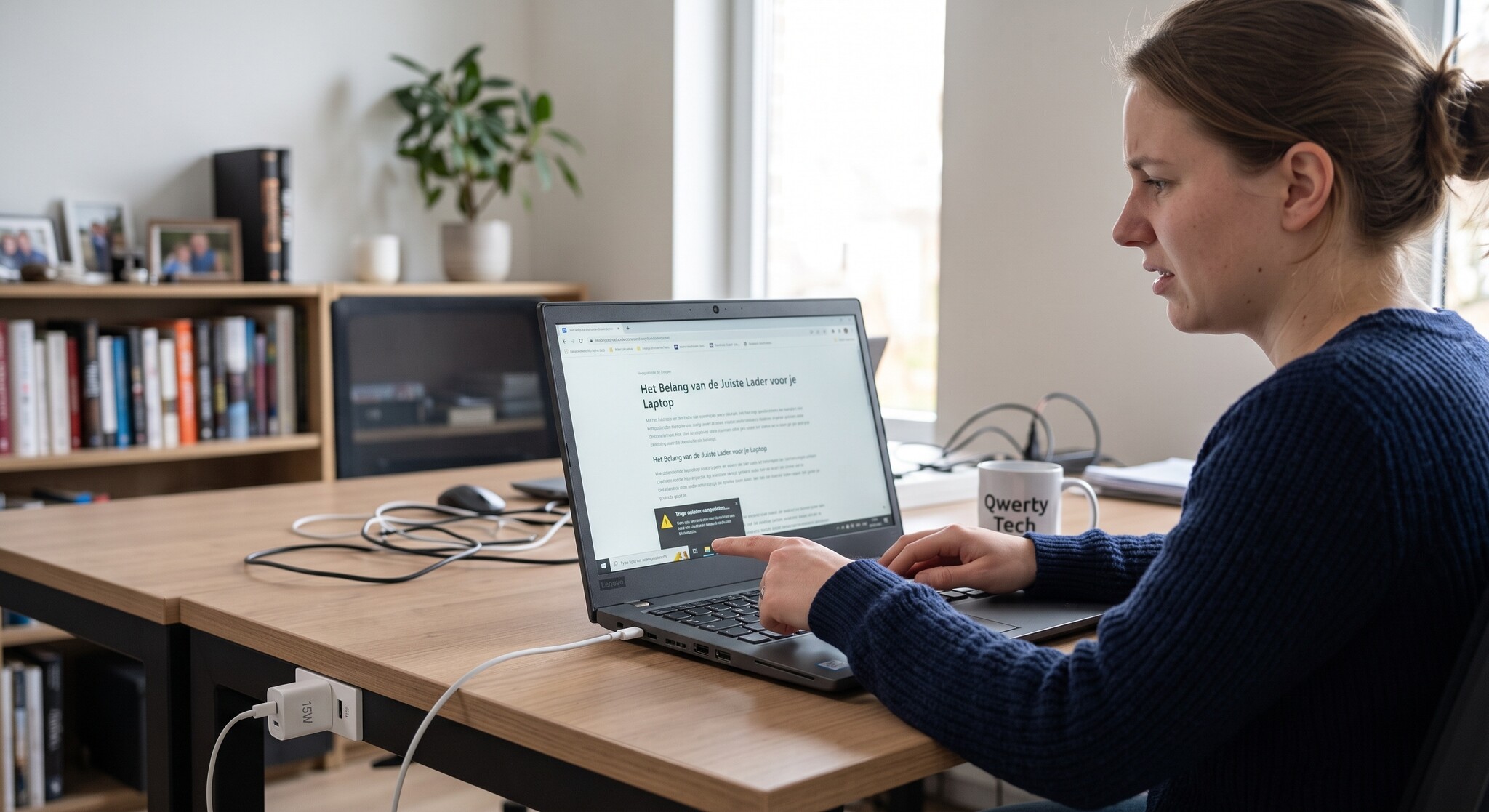 Wat gebeurt er als je weinig watt aansluit op een laptop die meer vraagt?