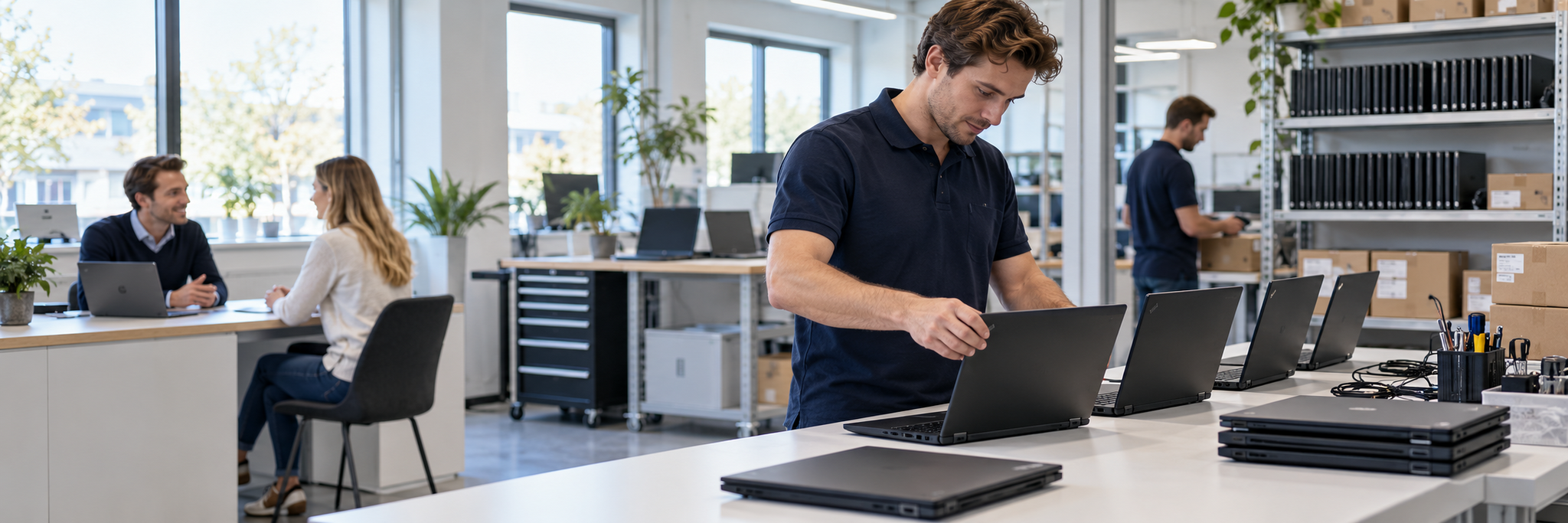 Illustratieve afbeelding van advies, laptopvoorbereiding en verzending