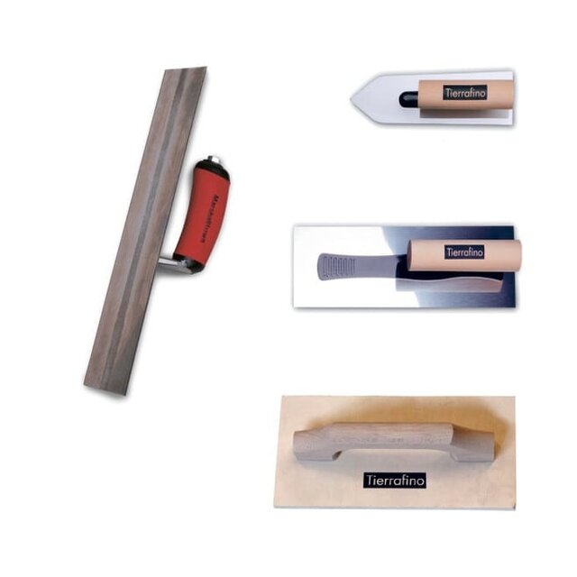 Tierrafino Japanse Spanen – Flexibele kunststof en metalen spanen voor leemfinish, tadelakt en kalkpleister, verkrijgbaar in 18, 21, 24 en 27 cm