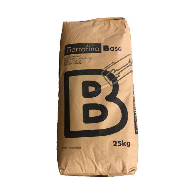 Tierrafino Base S2 Basisleem – ecologische raap- en onderlaag voor wanden en plafonds. Verkrijgbaar in universeel, fijn en extra fijn, met of zonder stro, in zakken en bigbags.