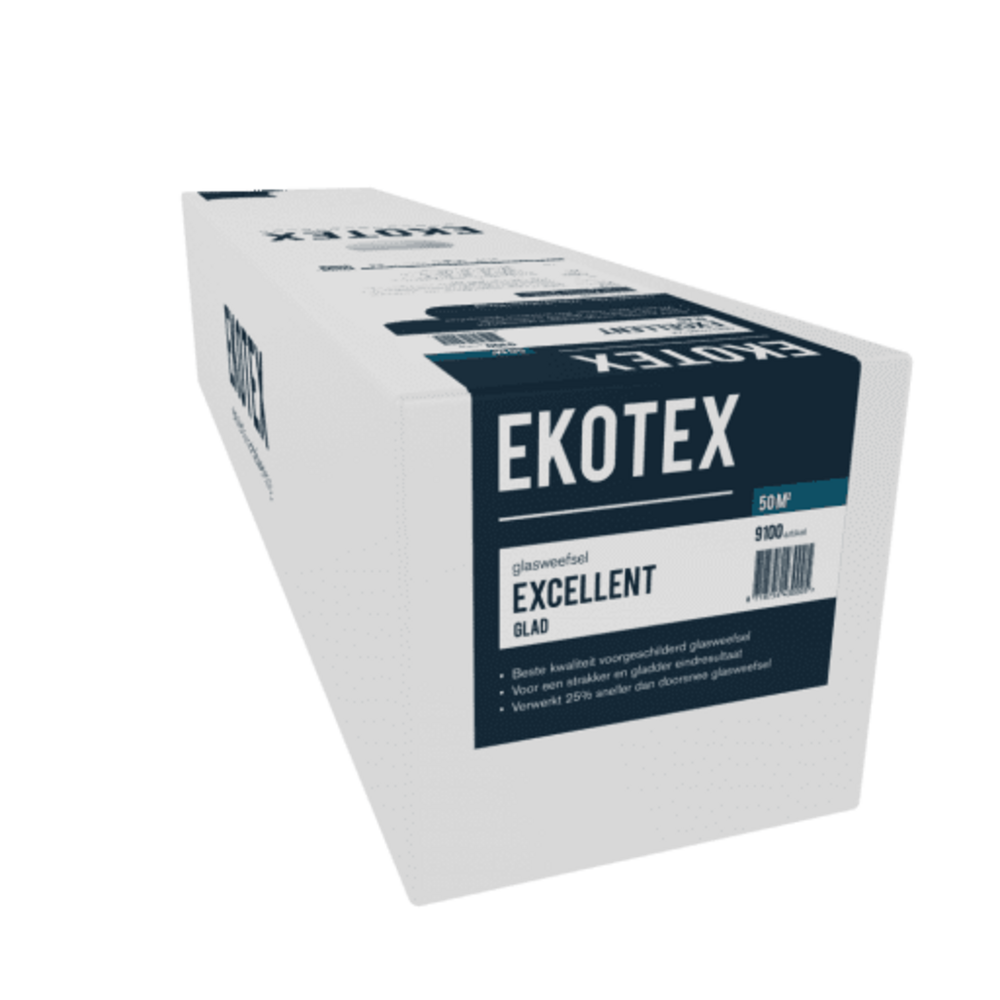 Ekotex 9100 Ekotex Excellent glad renovlies, voorgeverfd, 190 gram/m2, 1 meter breed | rol 50 meter (50 m2 per rol)