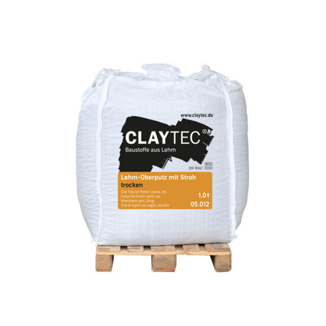 Afwerkleemstuc grof 0-2 mm, droog met stro