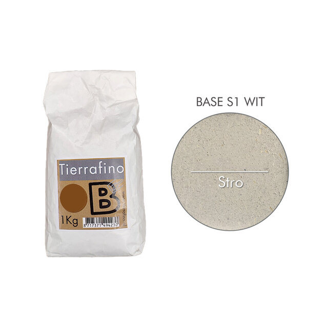 Tierrafino Base S1 Basisleem – natuurlijke onderlaag voor leemfinish, Duro en leemverf. Verkrijgbaar in diverse kleuren, met of zonder stro, in zakken en bigbags.