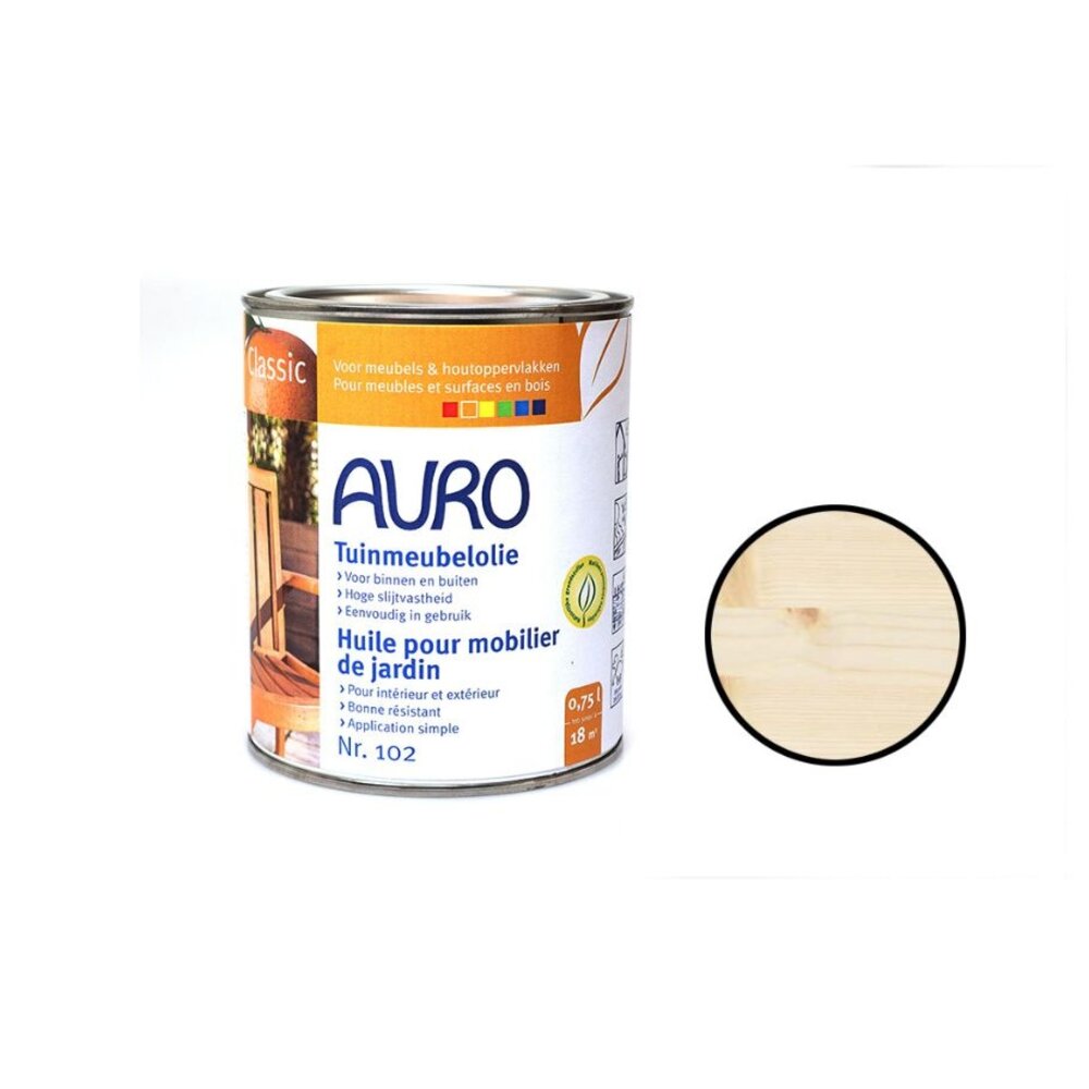 AURO 102 Tuinmeubelolie Naturel-wit 0,75 liter