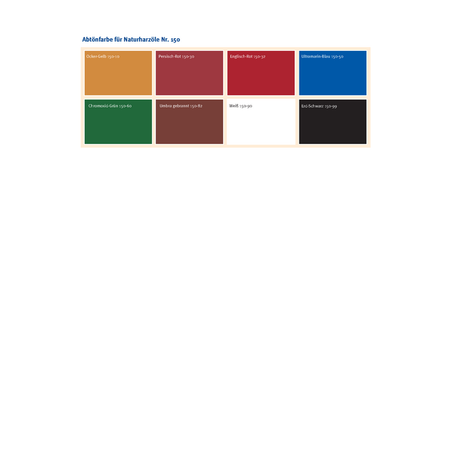 AURO 150 Oliemengkleuren – natuurlijke mengkleuren voor het aankleuren van AURO houtoliën