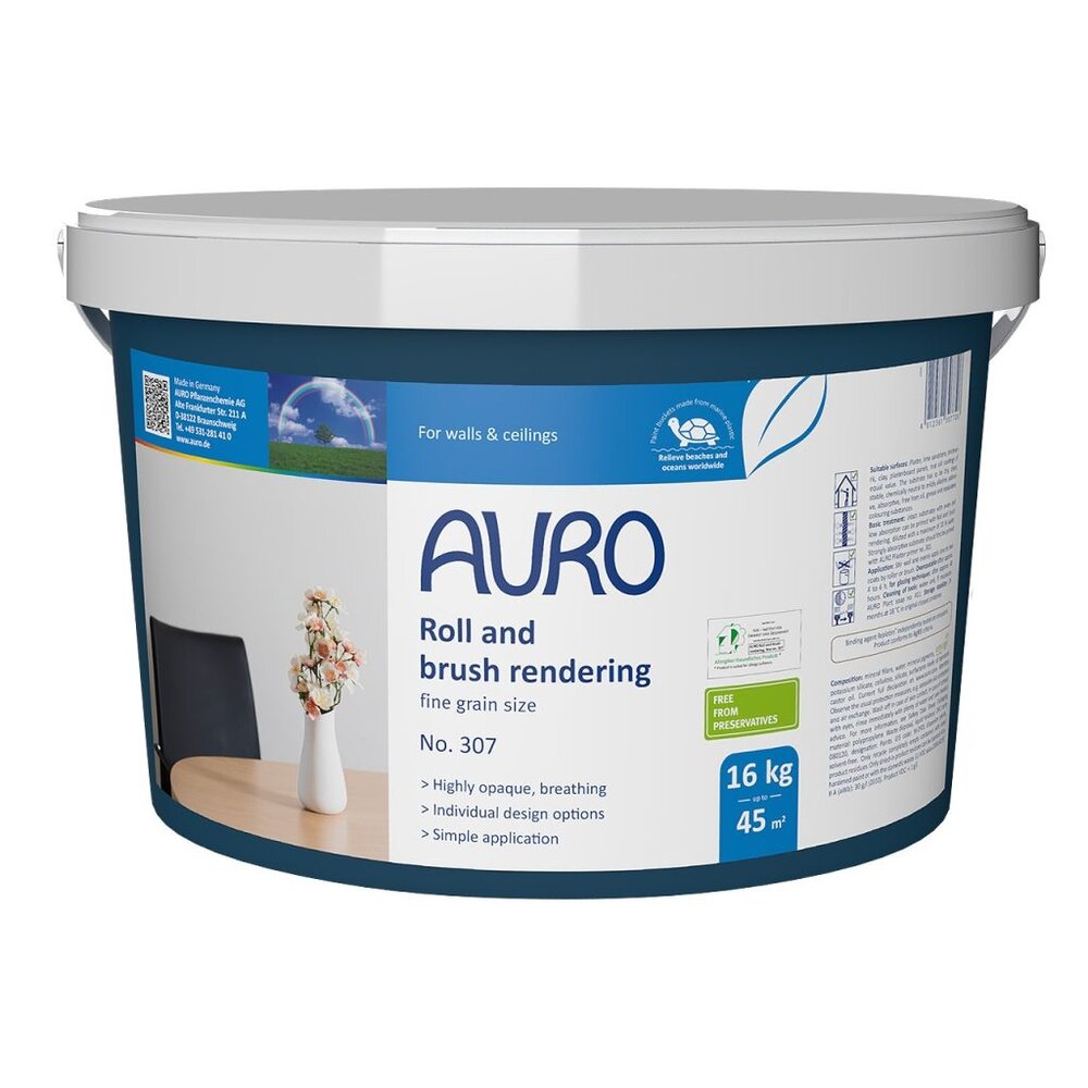 Auro AURO 307 Structuurverf Fijn – dampopen rolpleister met fijne structuur voor binnenwanden en plafonds