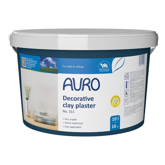 AURO 311 Vezelpleister – decoratieve, dampopen pleister met vezelversterking voor binnenwanden en plafonds
