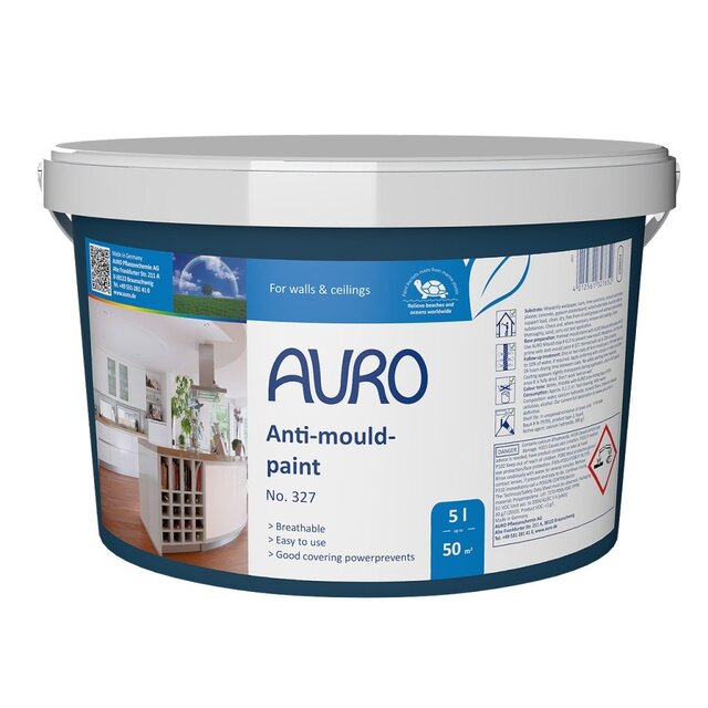 AURO 327 Anti-Schimmelverf – biocidevrije, dampopen muurverf voor vochtige binnenruimtes