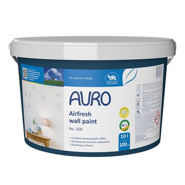 AURO 328 Friswit Muurverf – matte, oplosmiddelvrije dispersiemuurverf voor wanden en plafonds binnenshuis