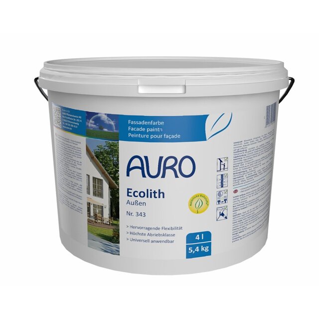 AURO 343 Ecolith Kalkverf Buiten Wit – Minerale, dampopen gevelverf voor kalk- en cementpleister