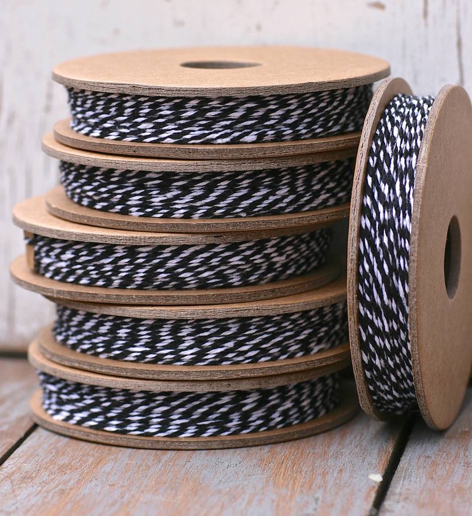 East of India slagerstouw zwart/wit, 12meter