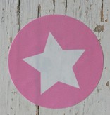 Ronde sticker ster roze, 10st