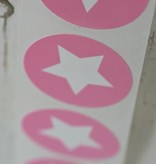 Ronde sticker ster roze, 10st