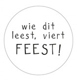 Ronde sticker Feest, wit/zwart, 10st