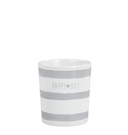 Mug White/Stripes & happy day in Grey