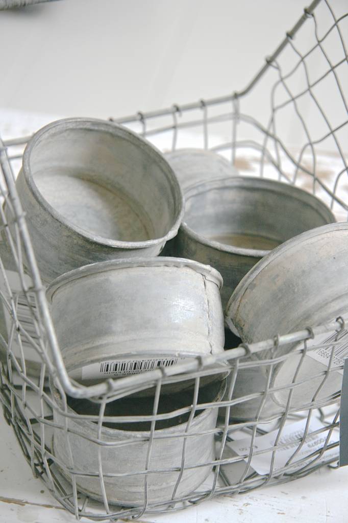 Draadmand met handvat 20x19x22cm, zink