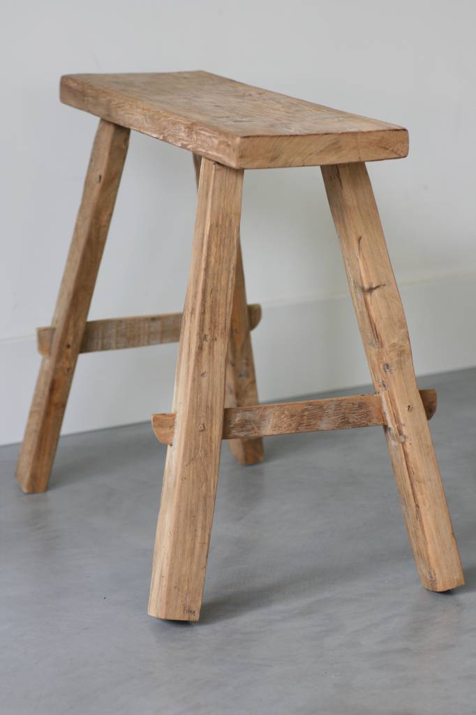 Oud bankje / krukje 49cm, bruin