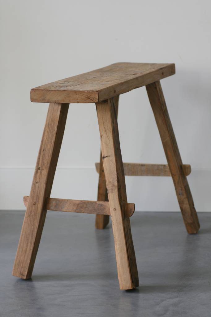 Oud bankje / krukje 49cm, bruin