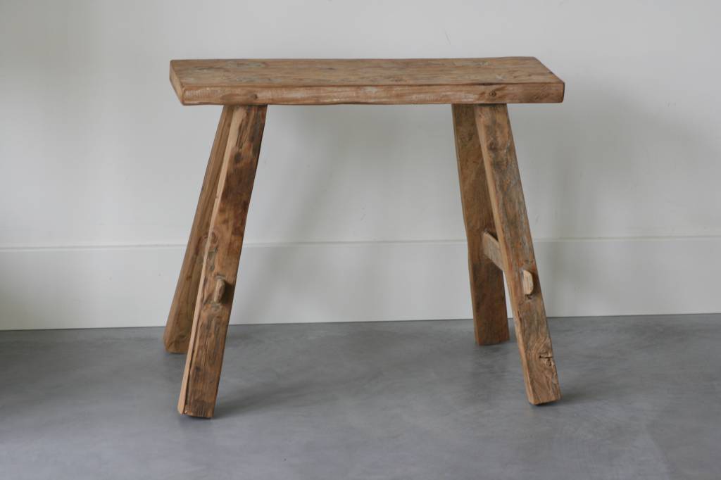 Oud bankje / krukje 49cm, bruin