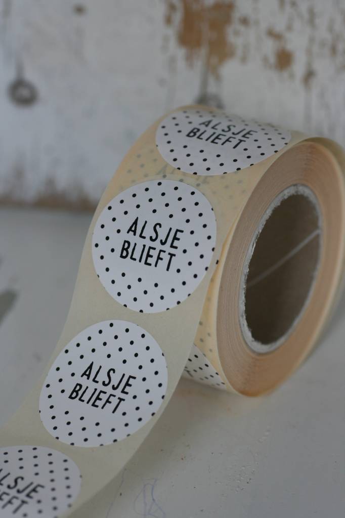 Ronde sticker 'alsjeblieft' zwart/wit, 10st