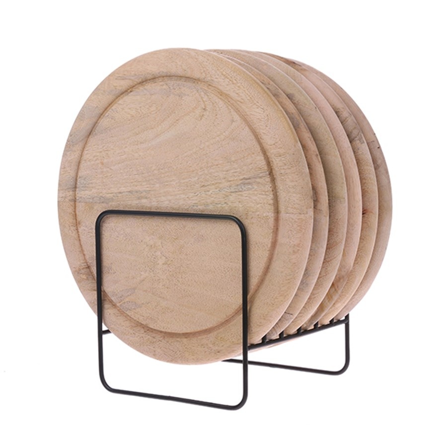 HKliving Houten ontbijtbord  25x2cm, bruin