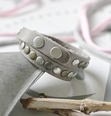 Dubbele leren Armband met studs, grijs