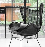 HKliving Rotan stoel outdoor 110x74x81cm, zwart
