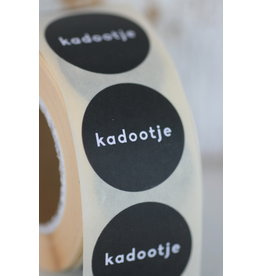 Ronde sticker kadootje, zwart, 10st