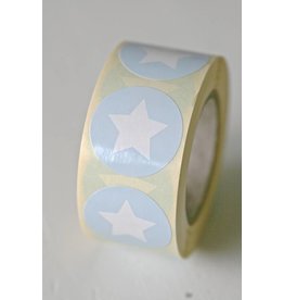 Ronde sticker ster (baby)blauw, 10st