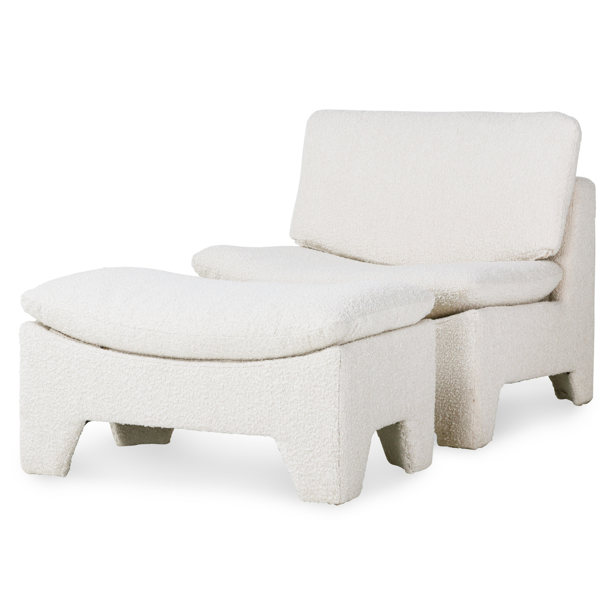 retro lounge fauteuil boucle cream