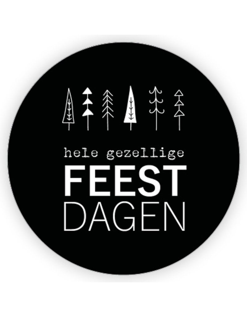 XL kadosticker hele gezellige feestdagen - zwart - 10 st