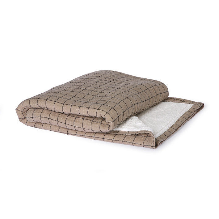 HKliving geruite sherpa plaid - wit/beige /zwart