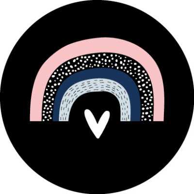 Ronde kadosticker regenboog zwart, 10st