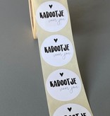 Ronde sticker 'KADOOTJE voor jou' wit/zwart, 10st