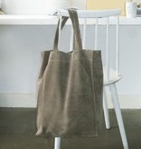 Zusss Suede schoudertas 42x14x33cm, staalgrijs