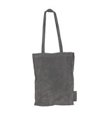 Zusss Suede schoudertas 42x14x33cm, staalgrijs