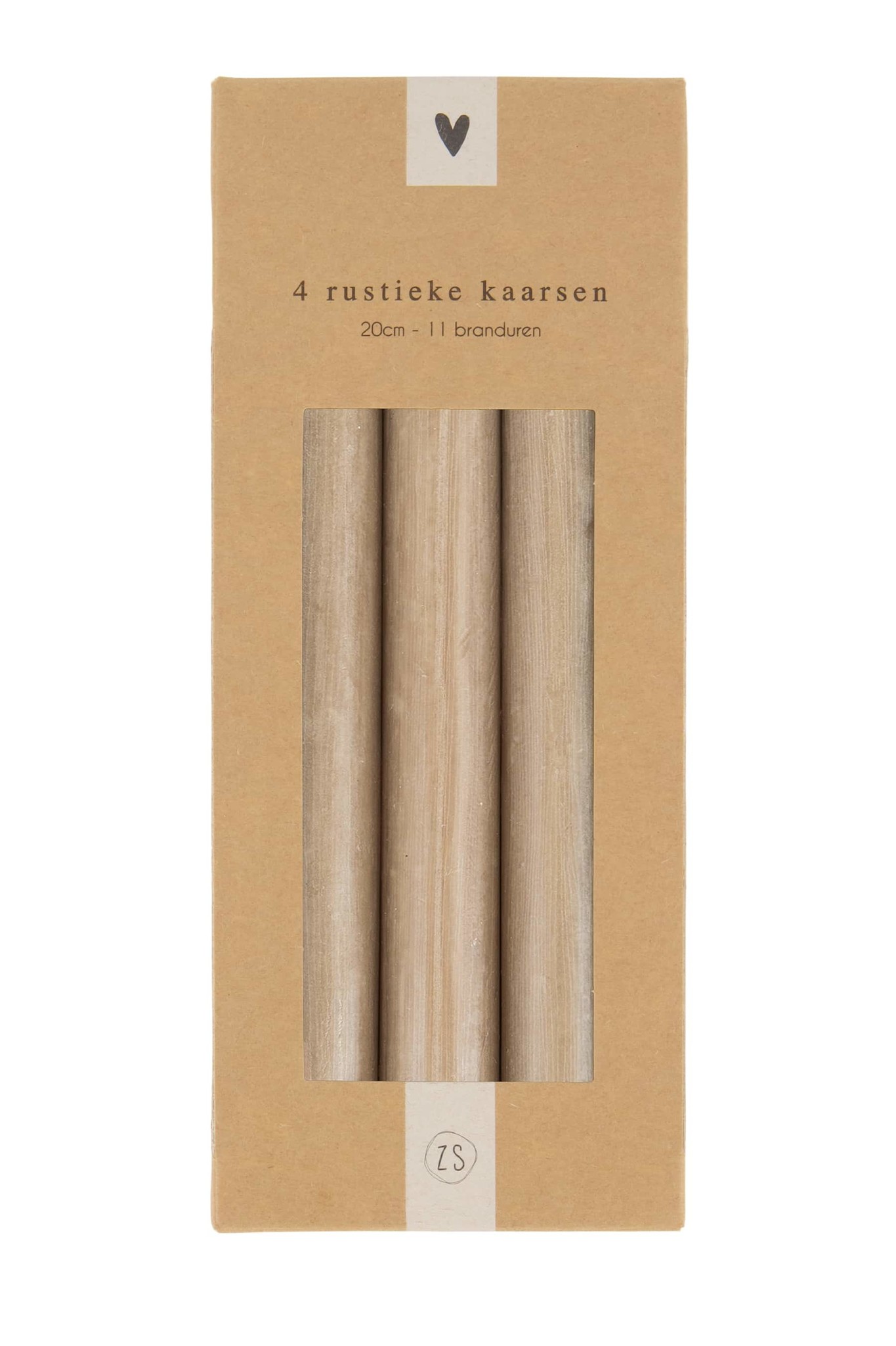 Zusss Rustieke kaarsen 20cm - set / 4 - kaki