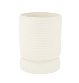 Zusss polystone pot met ribbels - off white