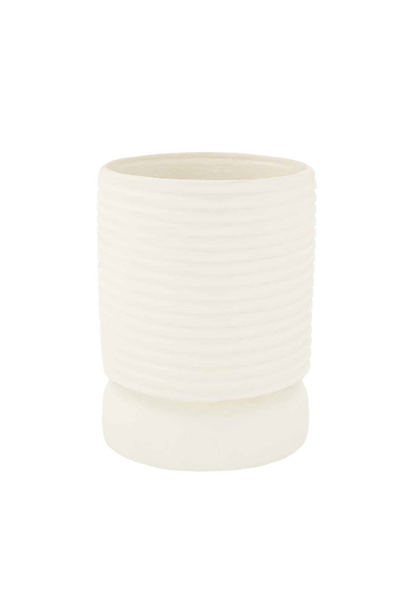 Zusss polystone pot met ribbels - off white