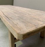 Oude houten robuuste salontafel  194cm, bruin