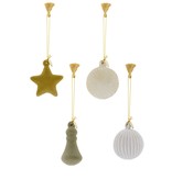 Zusss set van 4 fluwelen kersthangers - multi