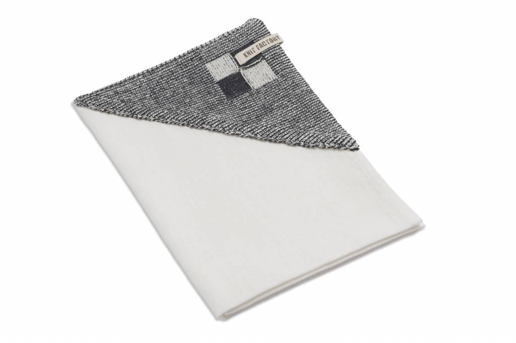 Knit Factory linnen theedoek 'grote blok' ercu/antraciet 65x65cm