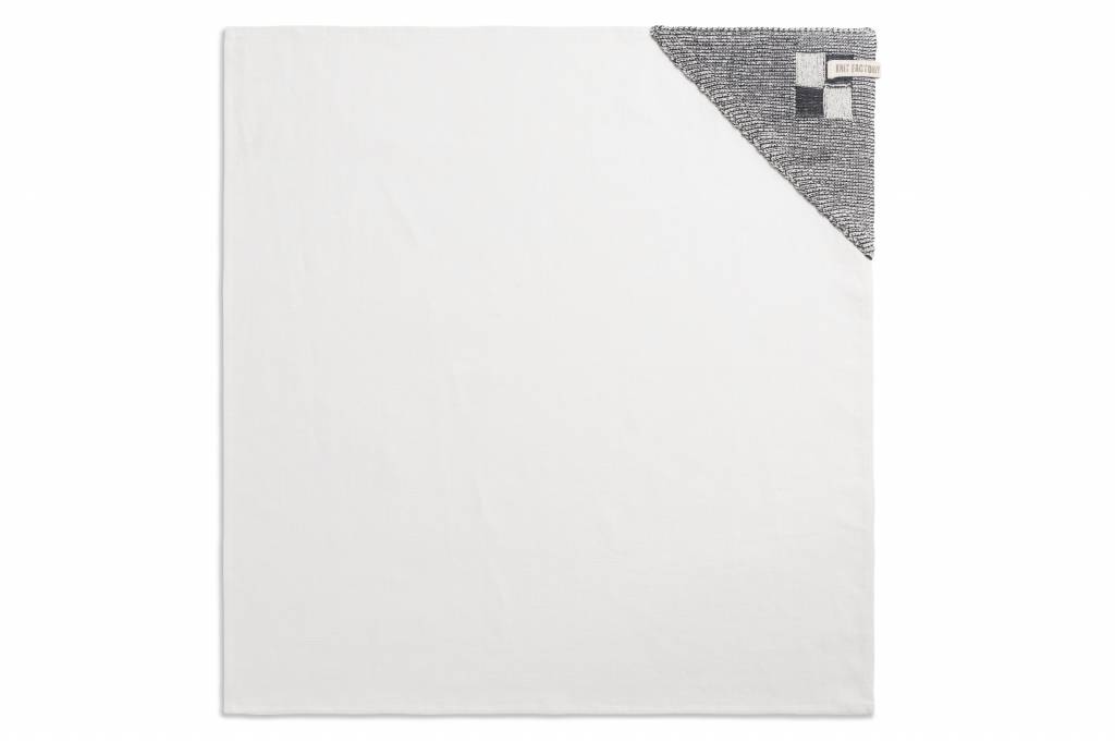 Knit Factory linnen theedoek 'grote blok' ercu/antraciet 65x65cm