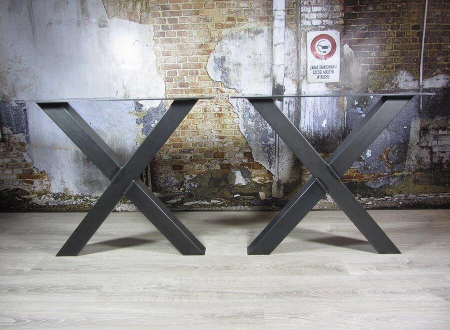 Handgemaakt Industrieel tafelonderstel X tafelpoot / kruispoot Standaard