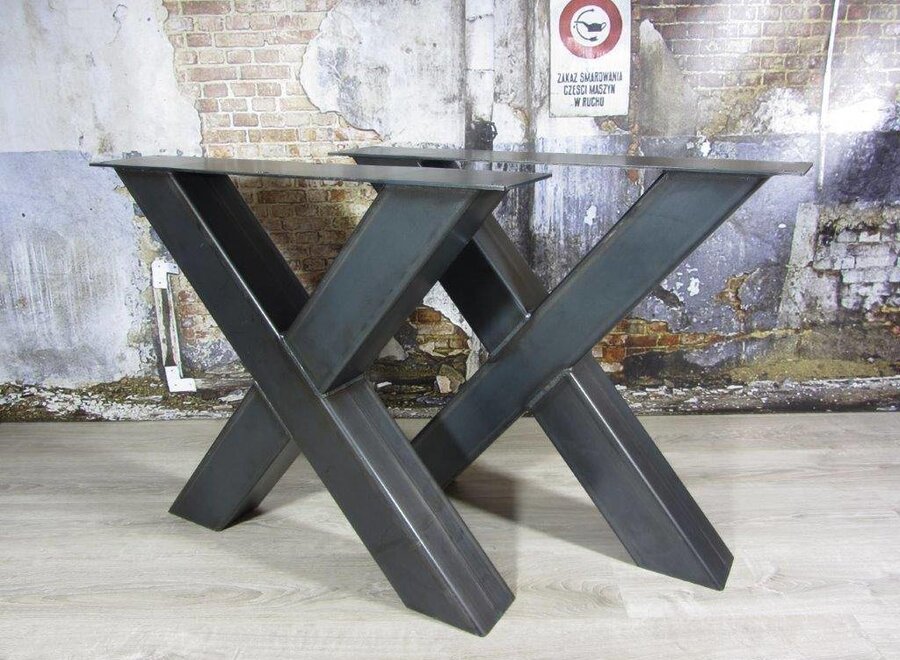 Handgemaakt industrieel tafelonderstel X poot Zwaar (kruispoot)