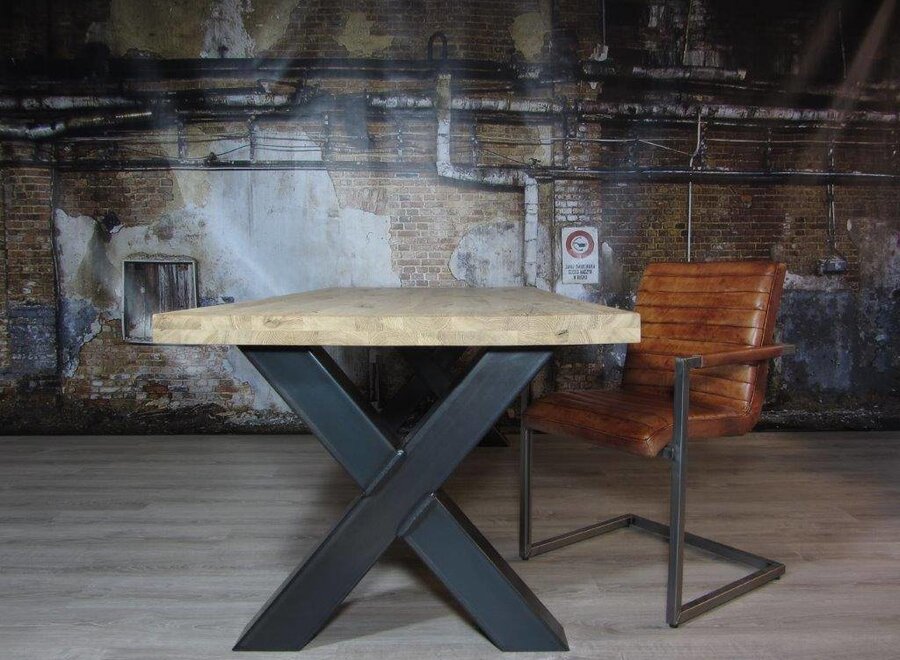 Handgemaakt industrieel tafelonderstel X poot Zwaar (kruispoot)