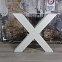 Handgemaakte industrieel tafelonderstel, model X Zwaar WIT (kruispoot)
