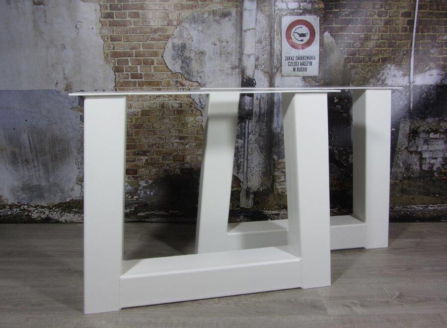 Handgemaakt industrieel tafelonderstel Trapezium poot Zwaar WIT